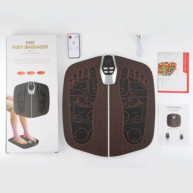 Foldable Ems Foot Massager Pad With Remote Coffee