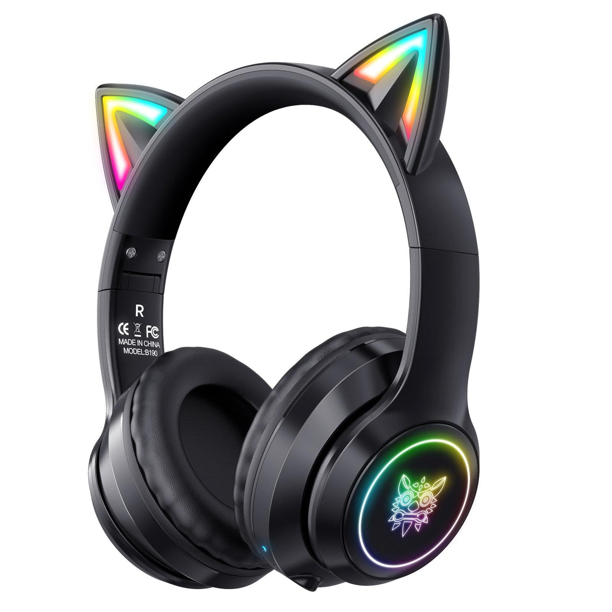 Wireless Bluetooth Headphones With Rgb Lighting - Black
