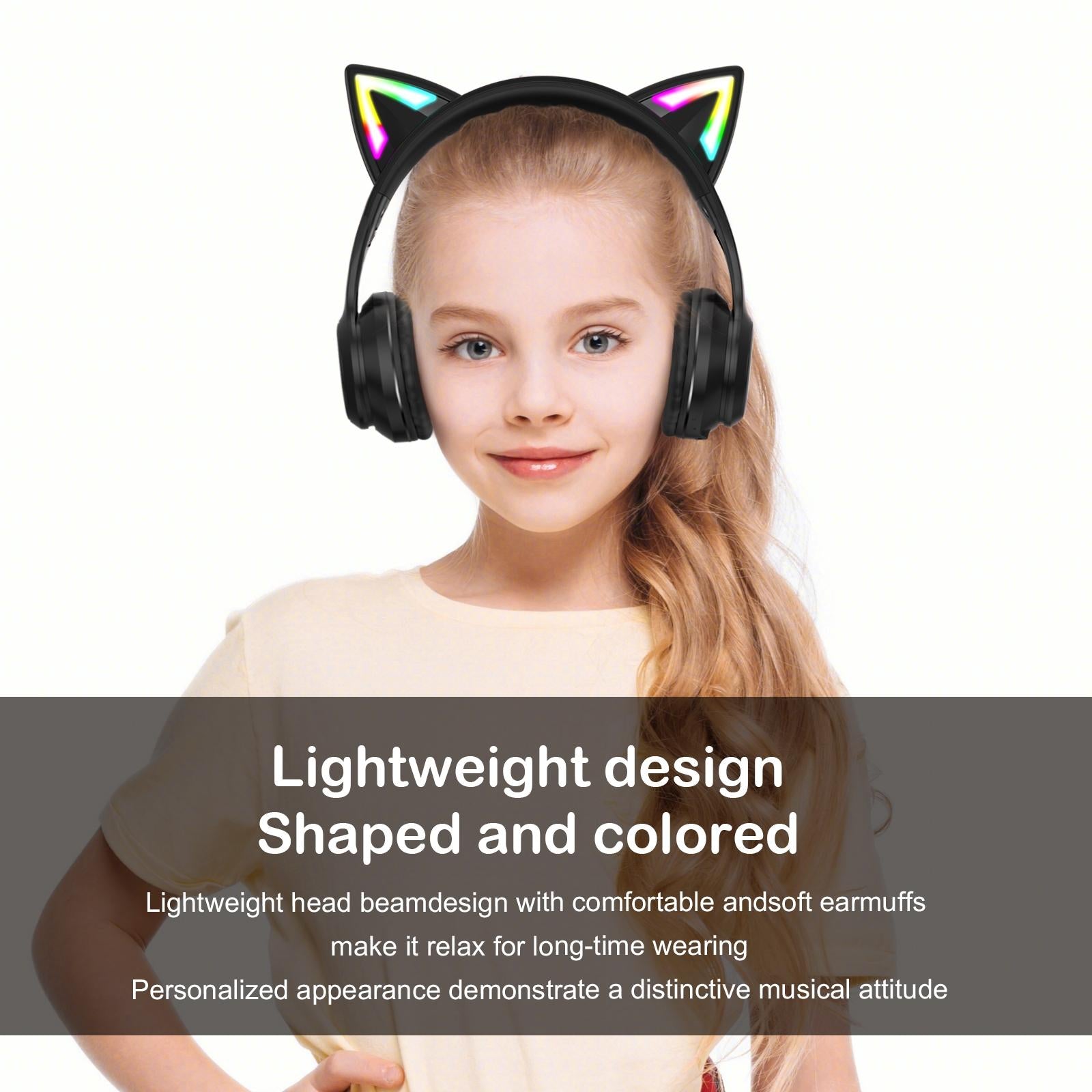 Wireless Bluetooth Headphones With Rgb Lighting - Black