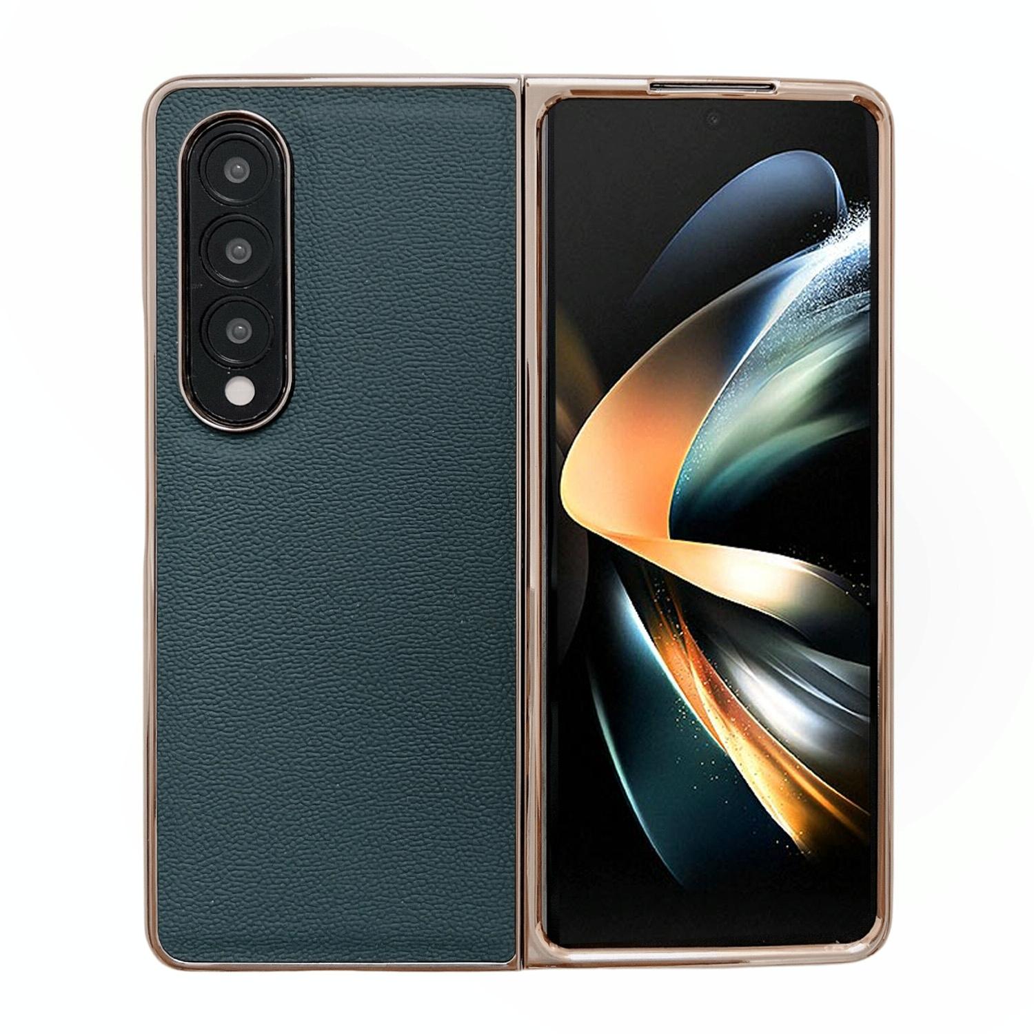 For Samsung Galaxy Z Fold4 5G Leather Phone Case - Nano Plating - Black