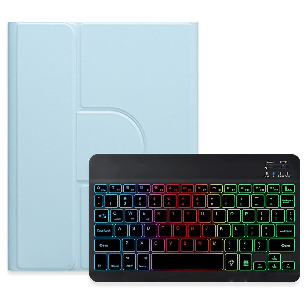 360 Degree Rotatable Bluetooth Keyboard Leather Case With Three-Colour Backlight - Mint Green - For Ipad 10Th Gen 10.9 2022