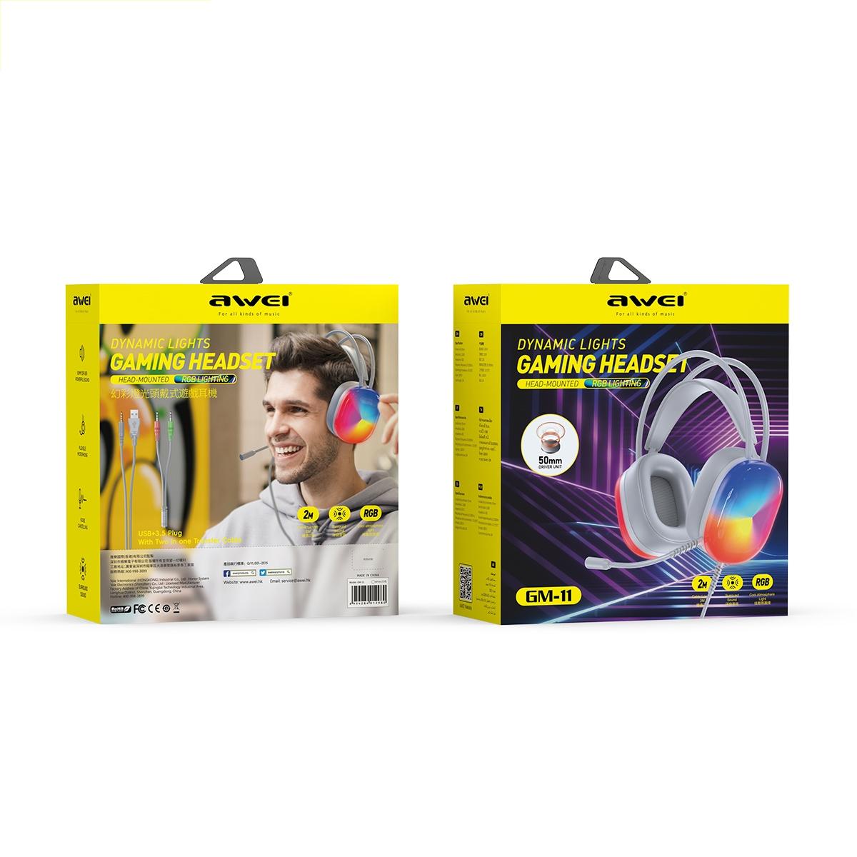 2M Luminous Wired Headphones Awei Gm-11 - Black