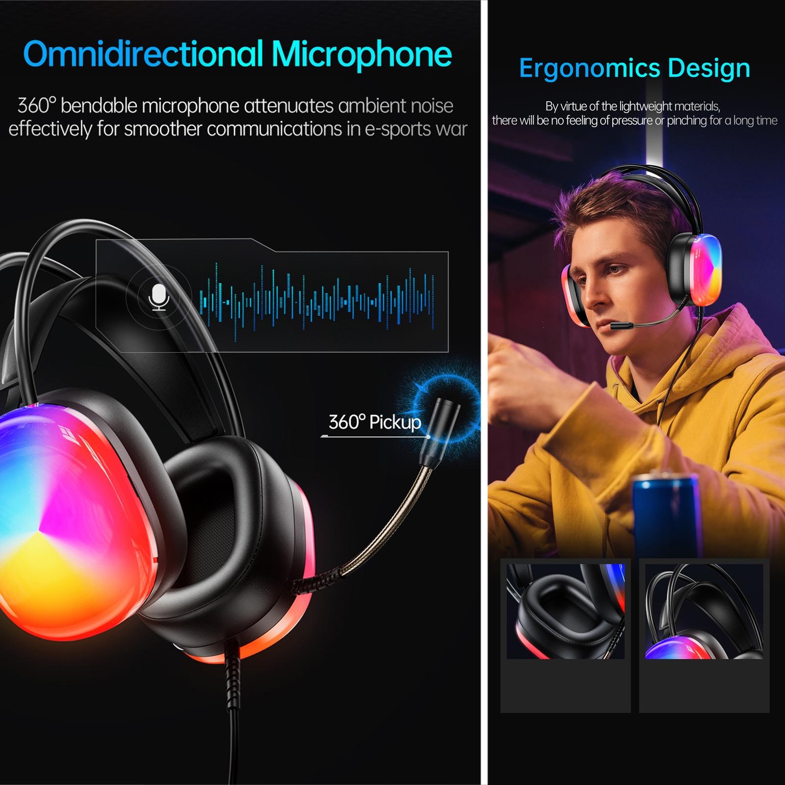 2M Luminous Wired Headphones Awei Gm-11 - Black