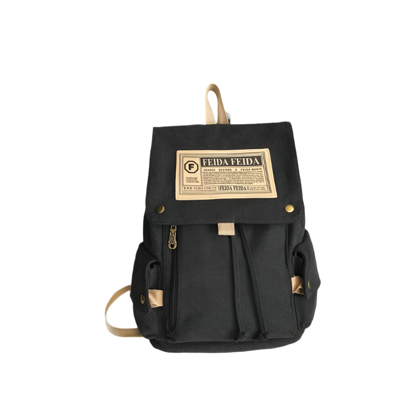 Large Capacity Canvas Backpack For Teens - Black