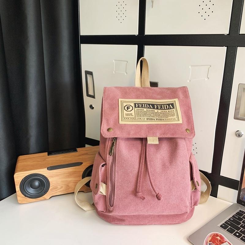 Large Capacity Canvas Backpack For Teens - Black