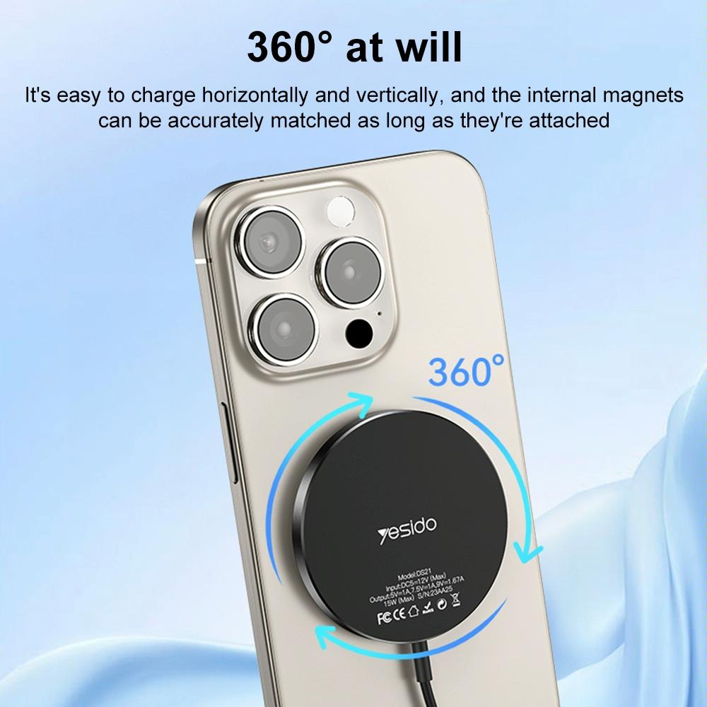 15W Magnetic Wireless Charger Detachable Black
