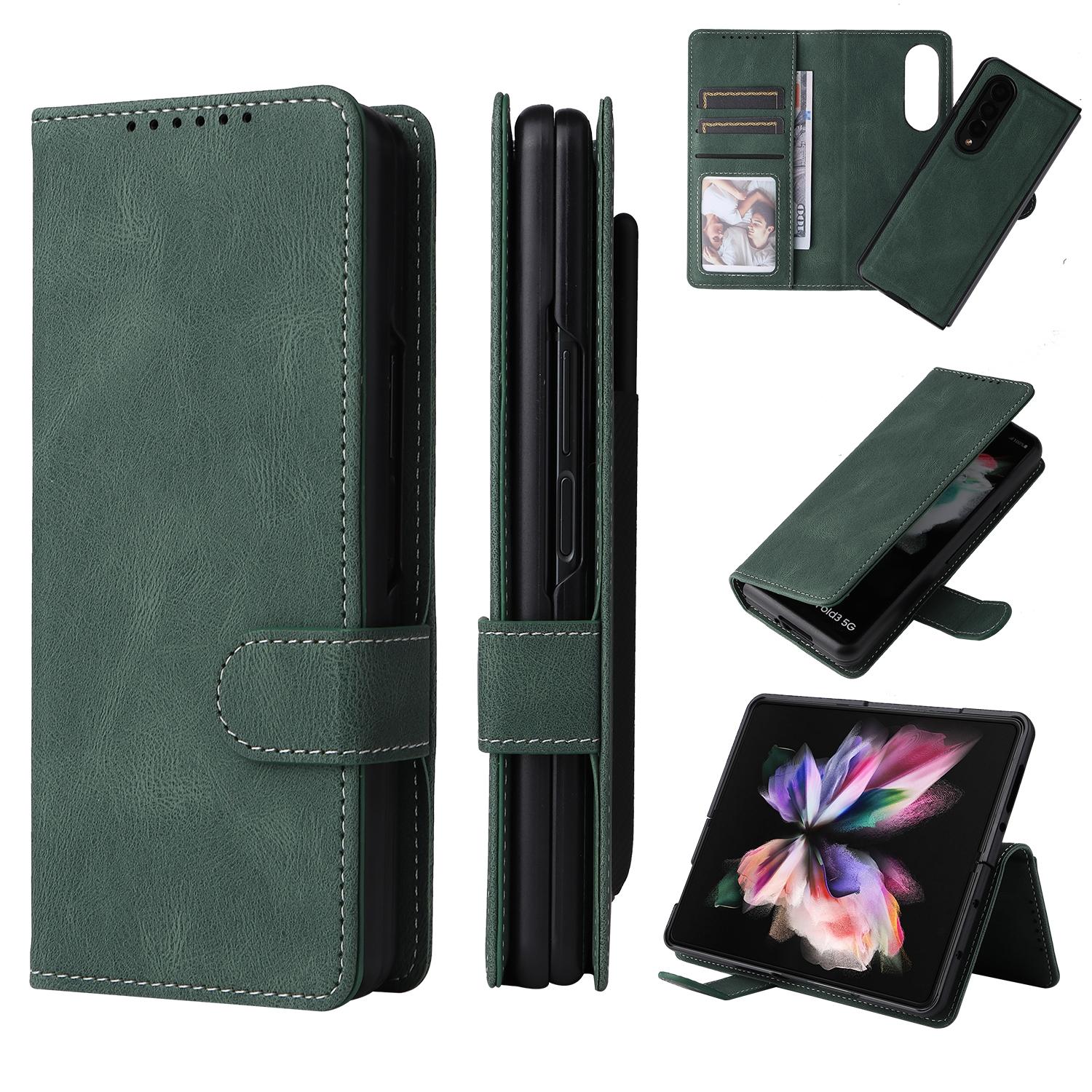 For Samsung Galaxy Z Fold4 5G Foldable Leather Case - Detachable - Dark Green