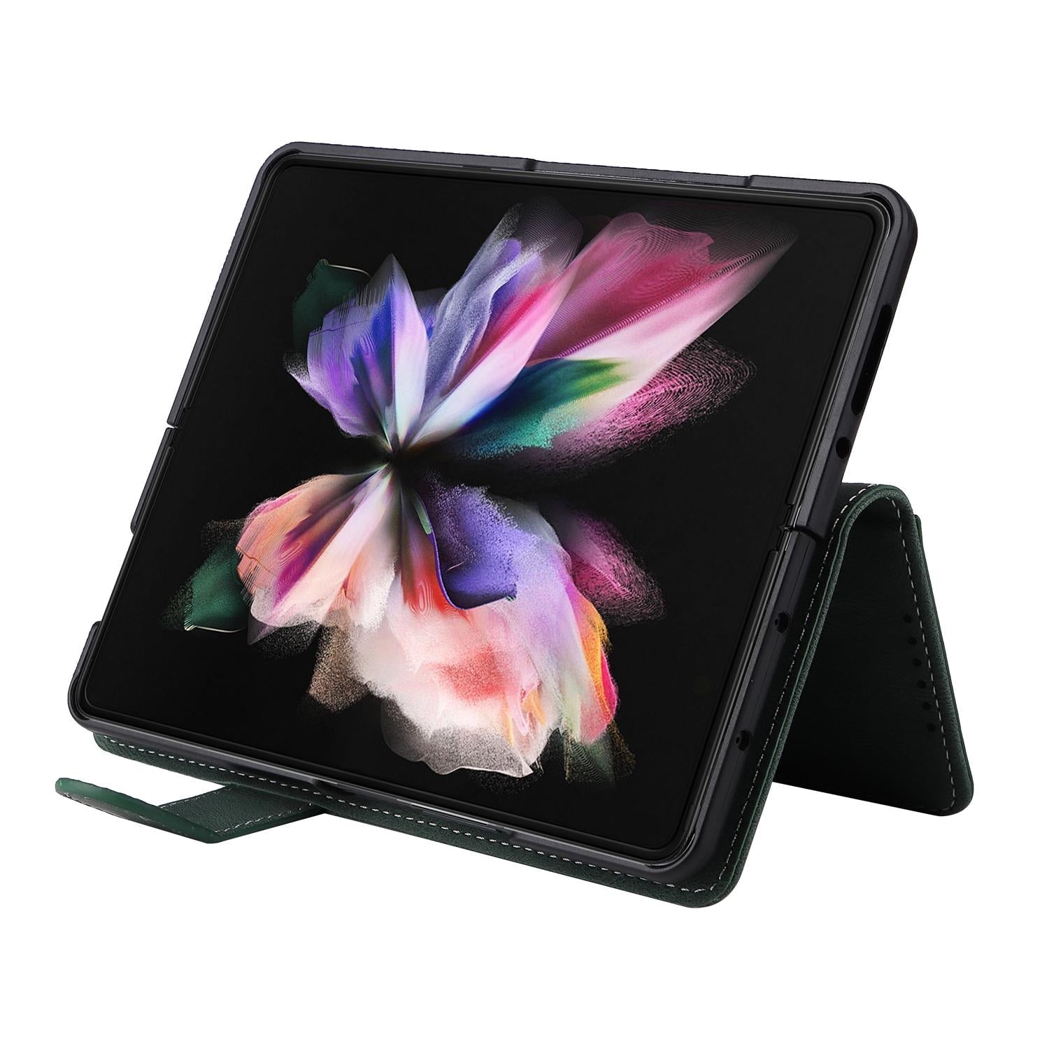 For Samsung Galaxy Z Fold4 5G Foldable Leather Case - Detachable - Dark Green