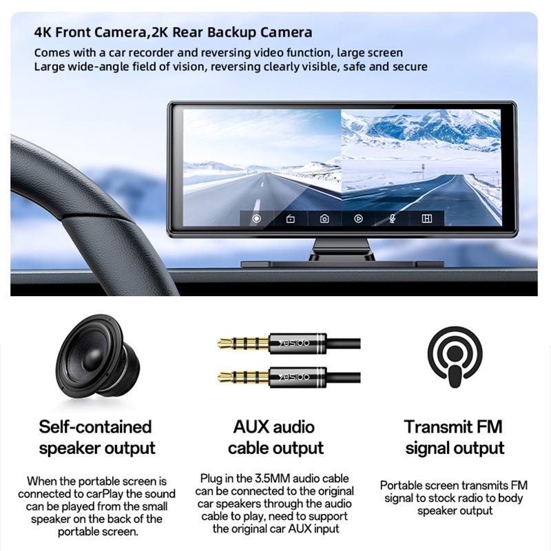 10.26 Inch Carplay Navigation & Recorder - Yesido Km19 Black