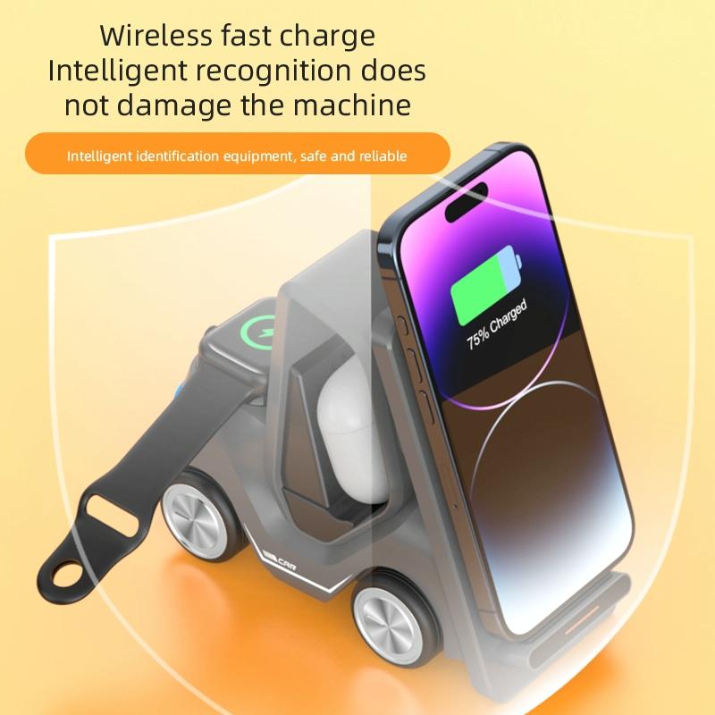 15W 3 In 1 Forklift Wireless Charger With Led Light - Gray
