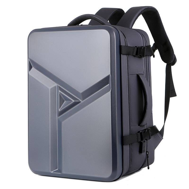 Waterproof Expandable Hard Shell Backpack with Usb Charging - Large Capacity Black - 161 Light Grey