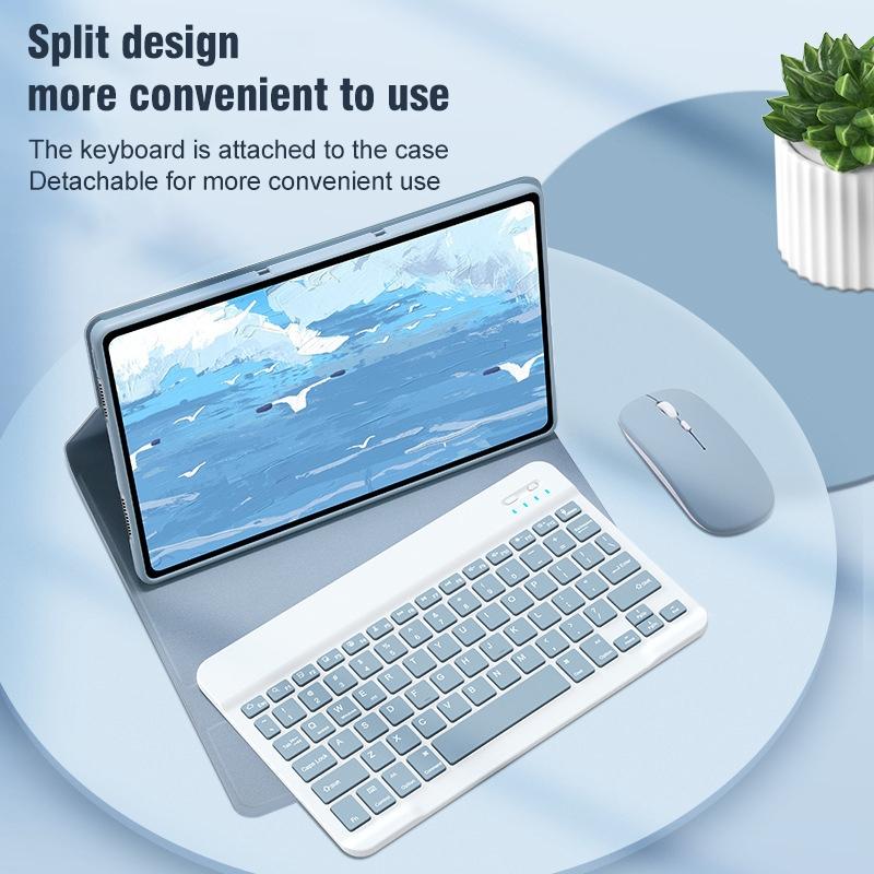 360 Degree Rotatable Bluetooth Keyboard Leather Case With Touchpad - Square Button - Mint Green - For Ipad 10.2 2021 / Air 2019