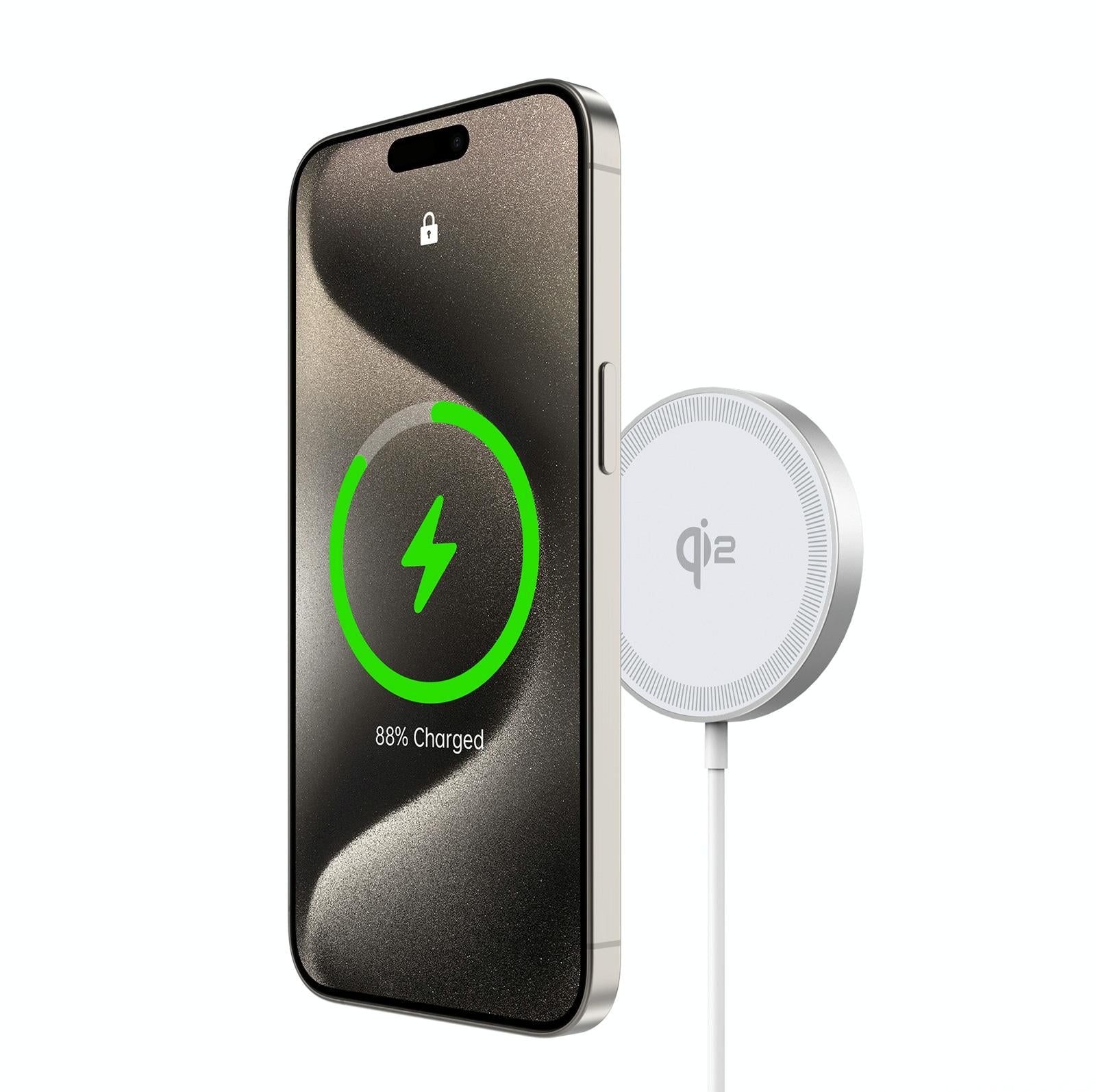 15W Magnetic Suction Wireless Charger White