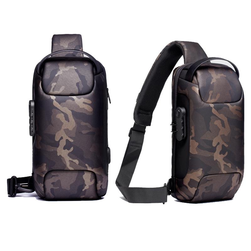 Men Anti Theft Oxford Cloth Chest Bag Camouflage Crossbody Backpack