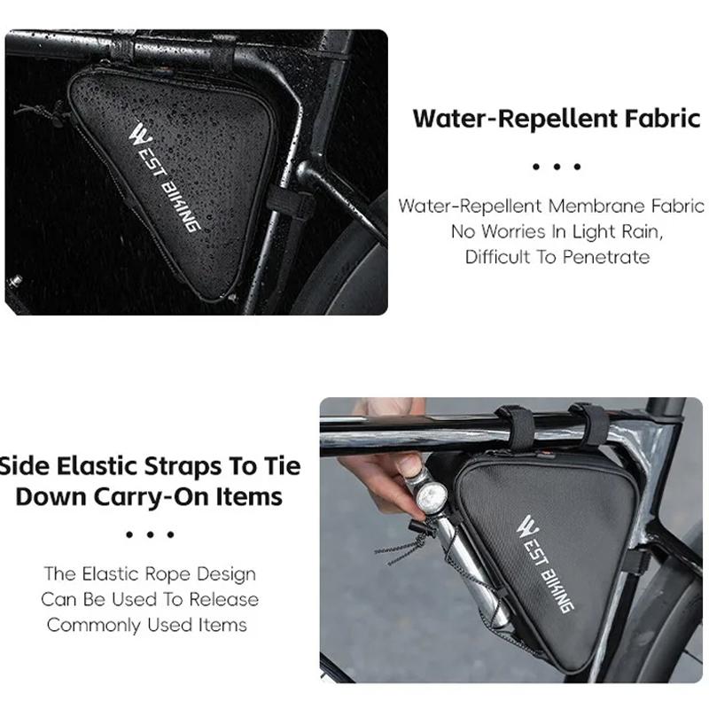 Black Bicycle Crossbar Triangle Bag For Cycling