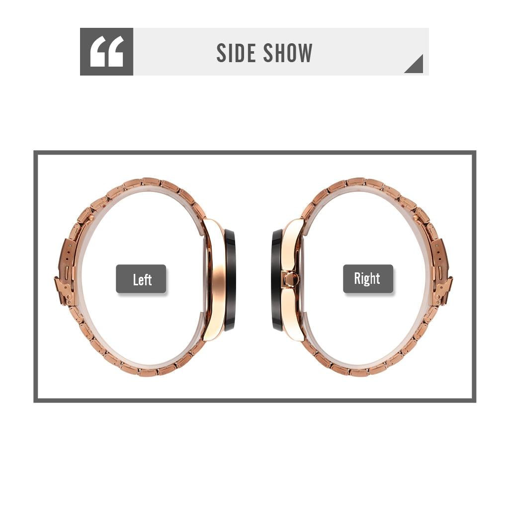 Waterproof Men Quartz Watch with Rotatable Gear Dial - Rose Gold Shell Black Surface