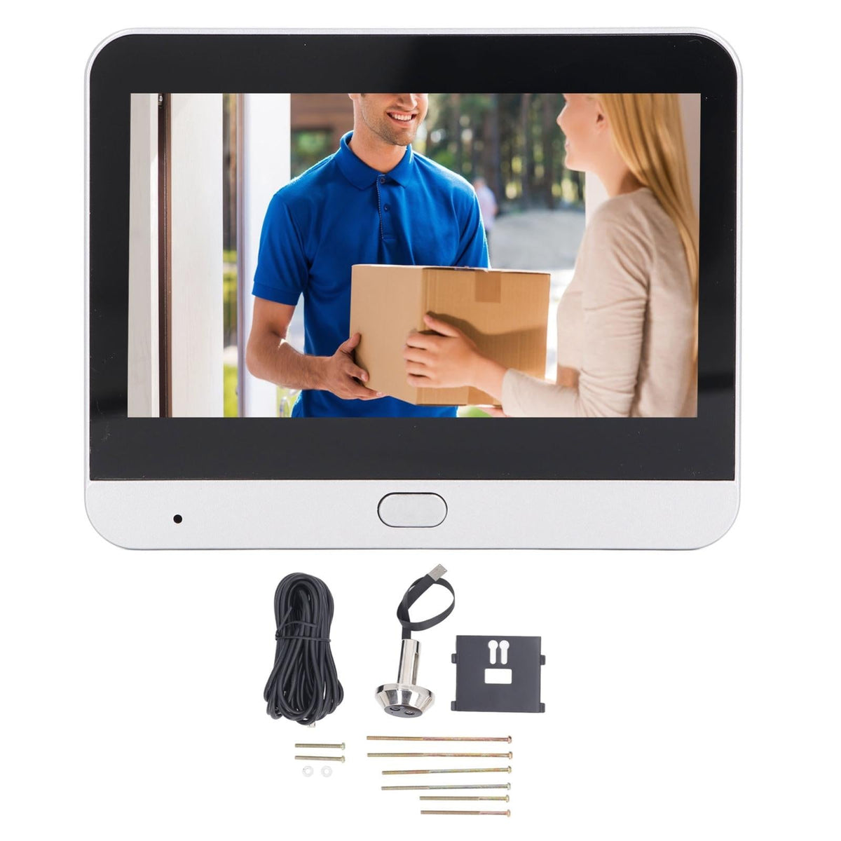 1080P Wifi Smart Cat Eye Video Doorbell With 4.3 Colour Screen And Hidden Graffiti Design - Black