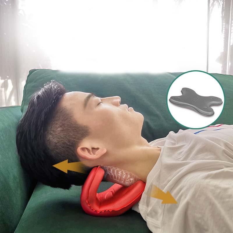 Portable Neck Pillow For Cervical Spine Stretching Massager Orthosis - Red