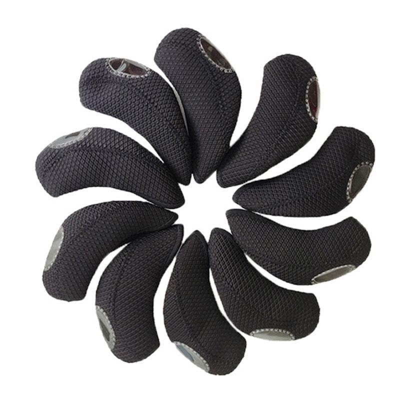 10-piece Neoprene Golf Club Headgear Set - Waterproof &amp; Wear-resistant - Black