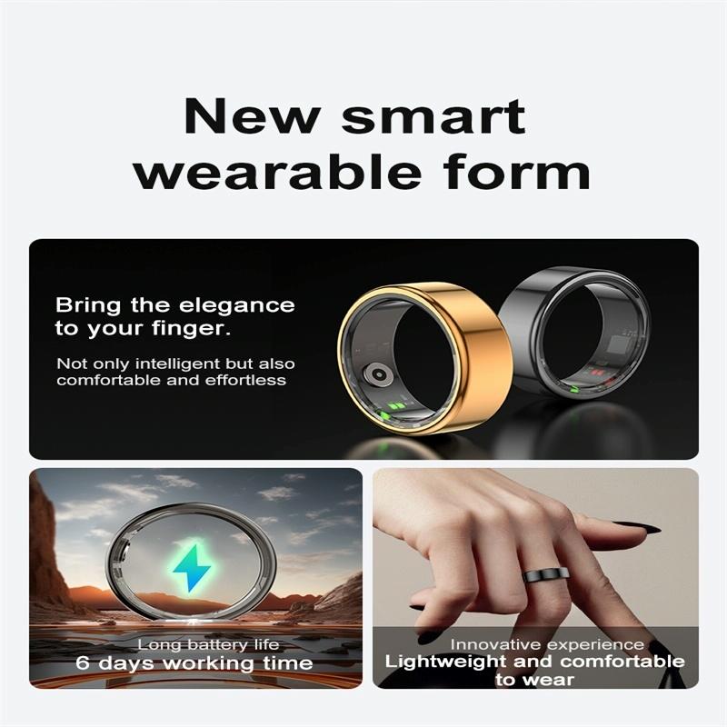 Smart Ring With Heart Rate Blood Oxygen Sleep Monitoring & Sports Modes - Size 8