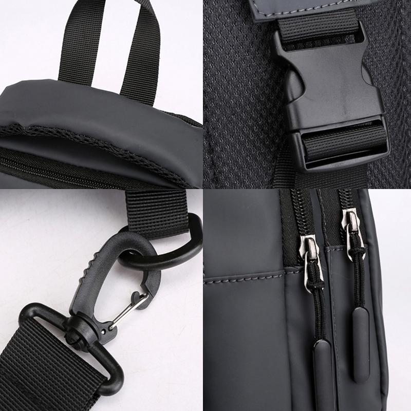 Men Multifunctional Chest Bag Usb Charging Port Single / Double Shoulder - Khaki