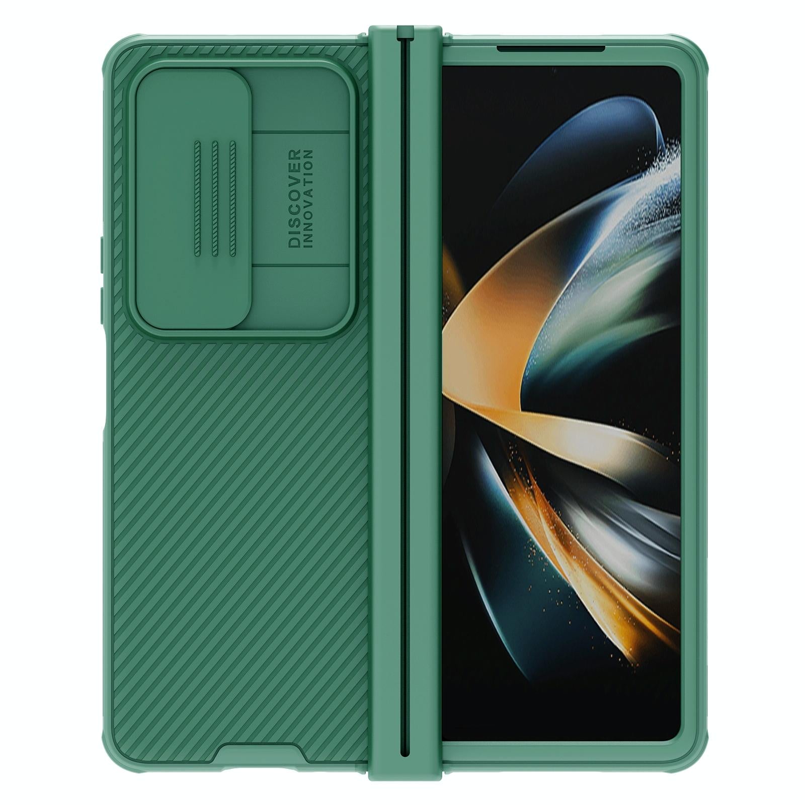 For Samsung Galaxy Z Fold4 5G Mirror Pro Camshield Case Set - Blue
