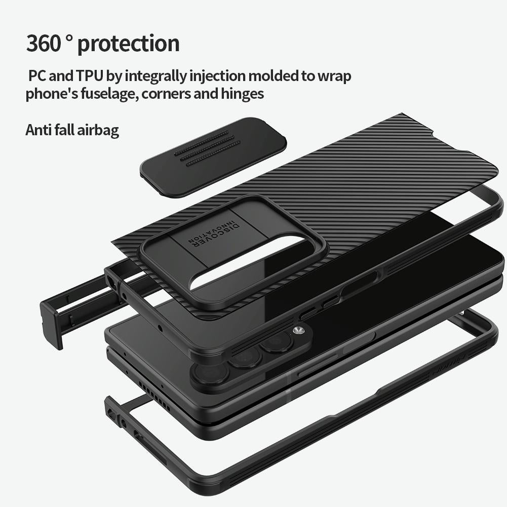For Samsung Galaxy Z Fold4 5G Mirror Pro Camshield Case Set - Blue