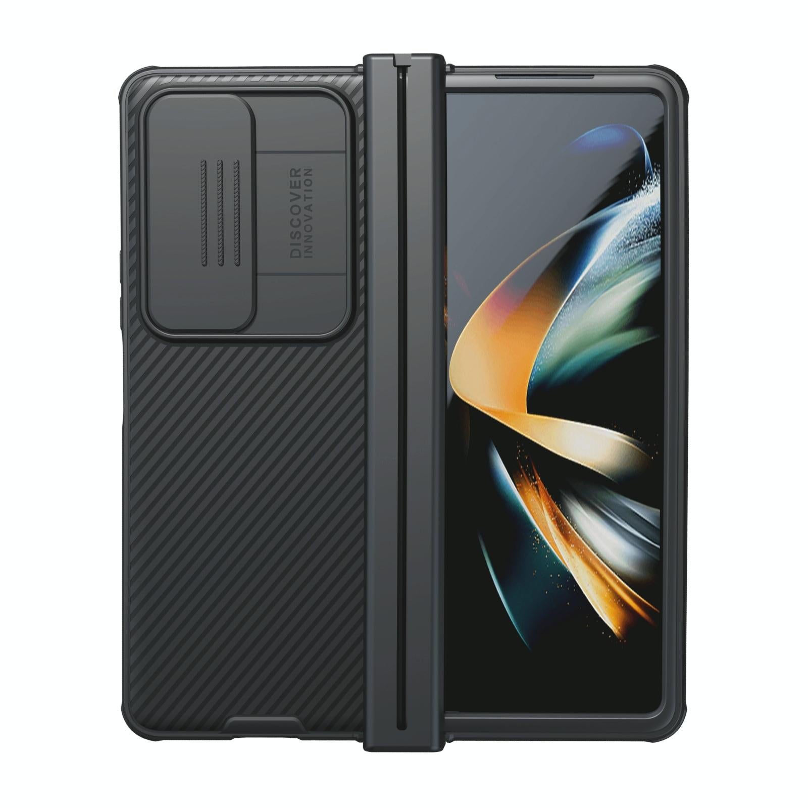 For Samsung Galaxy Z Fold4 5G Mirror Pro Camshield Case Set - Blue