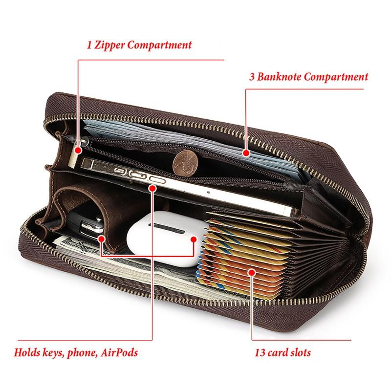 Leather Rfid Men Wallet - Coffee Multi-card