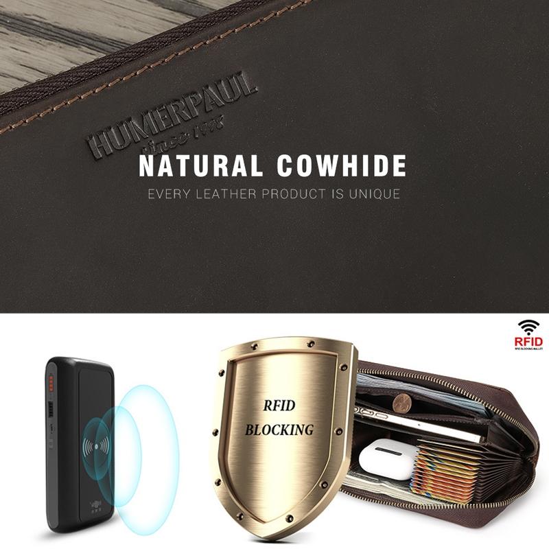 Leather Rfid Men Wallet - Coffee Multi-card