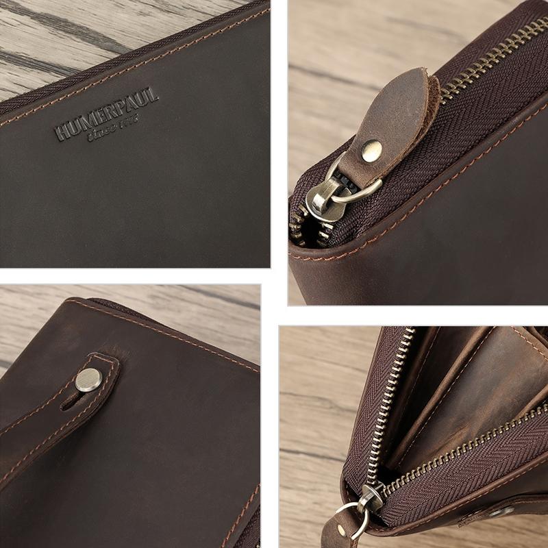 Leather Rfid Men Wallet - Coffee Multi-card