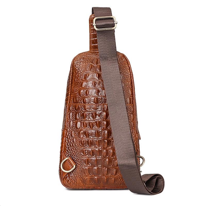 Leather Men Crossbody Bag - Coffee