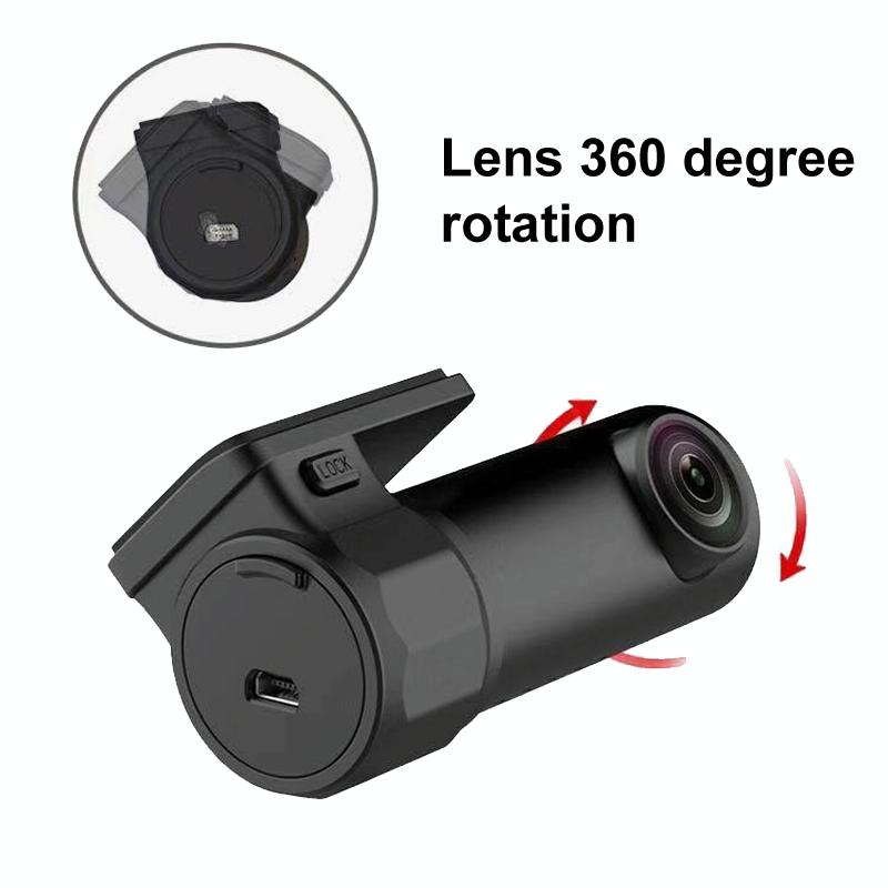 1080p Wifi Dash Cam with 170 Degree Wide Angle Lens - Hidden Car Recorder Black