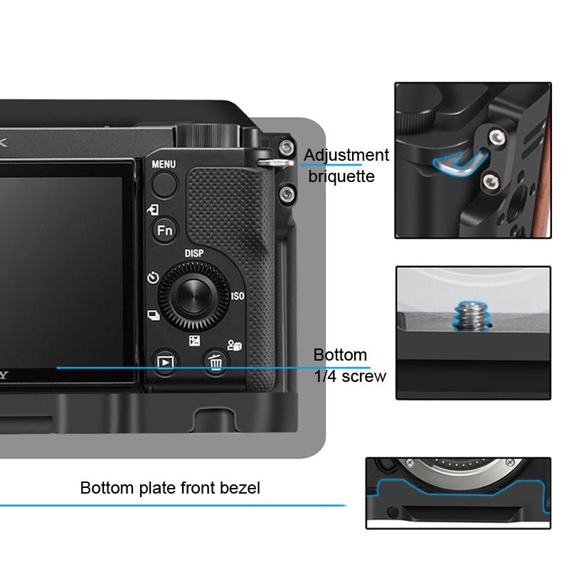 Wooden Handle Alloy Rabbit Cage For Sony Zv-E10 Camera - Black