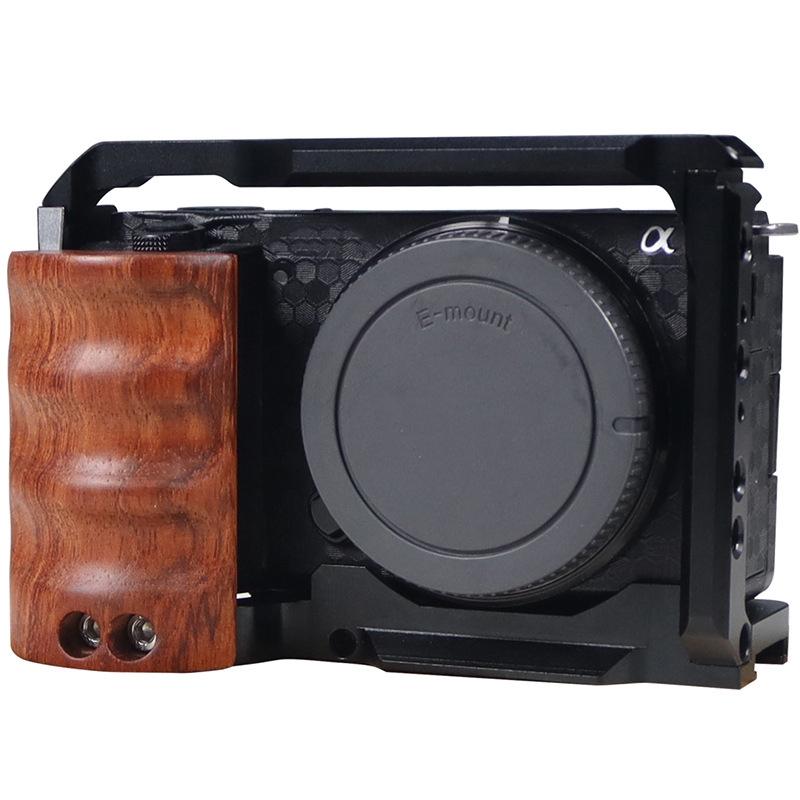 Wooden Handle Alloy Rabbit Cage For Sony Zv-E10 Camera - Black