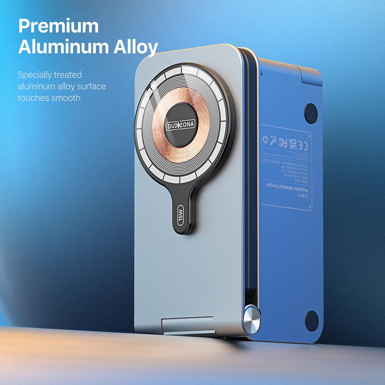 15W 3 In 1 Foldable Magnetic Wireless Charger Grey