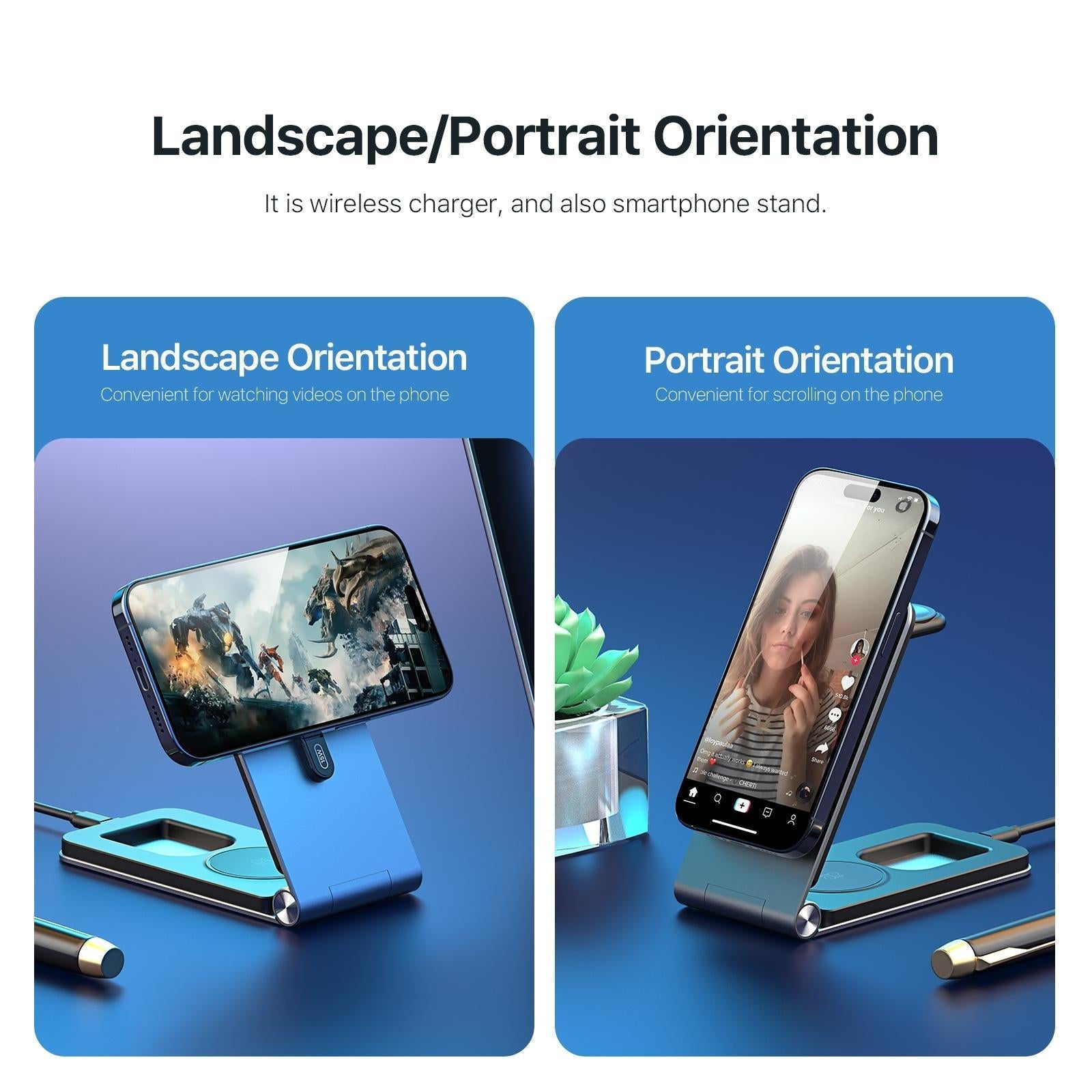 15W 3 In 1 Foldable Magnetic Wireless Charger Grey