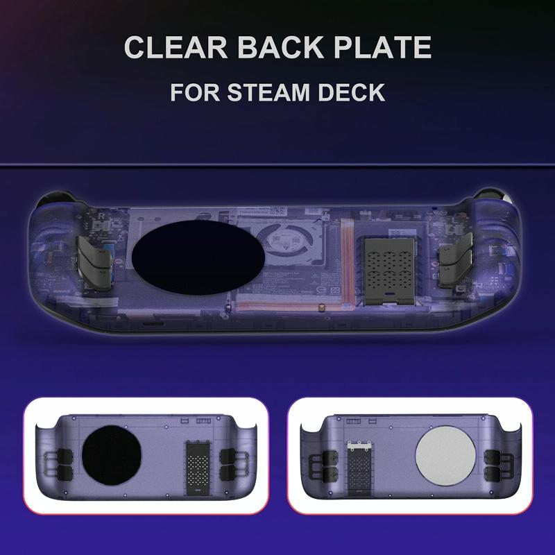 Steam Deck Gaming Console Case With Transparent Thermal Back And Bracket - Purple