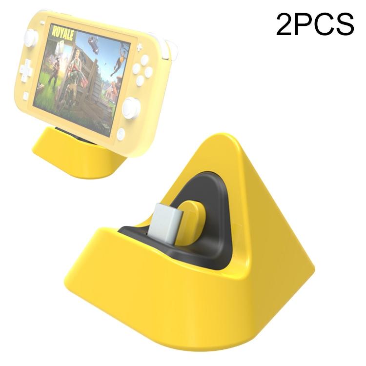 2-Pack Portable Triangle Charger For Nintendo Switch / Lite - Yellow