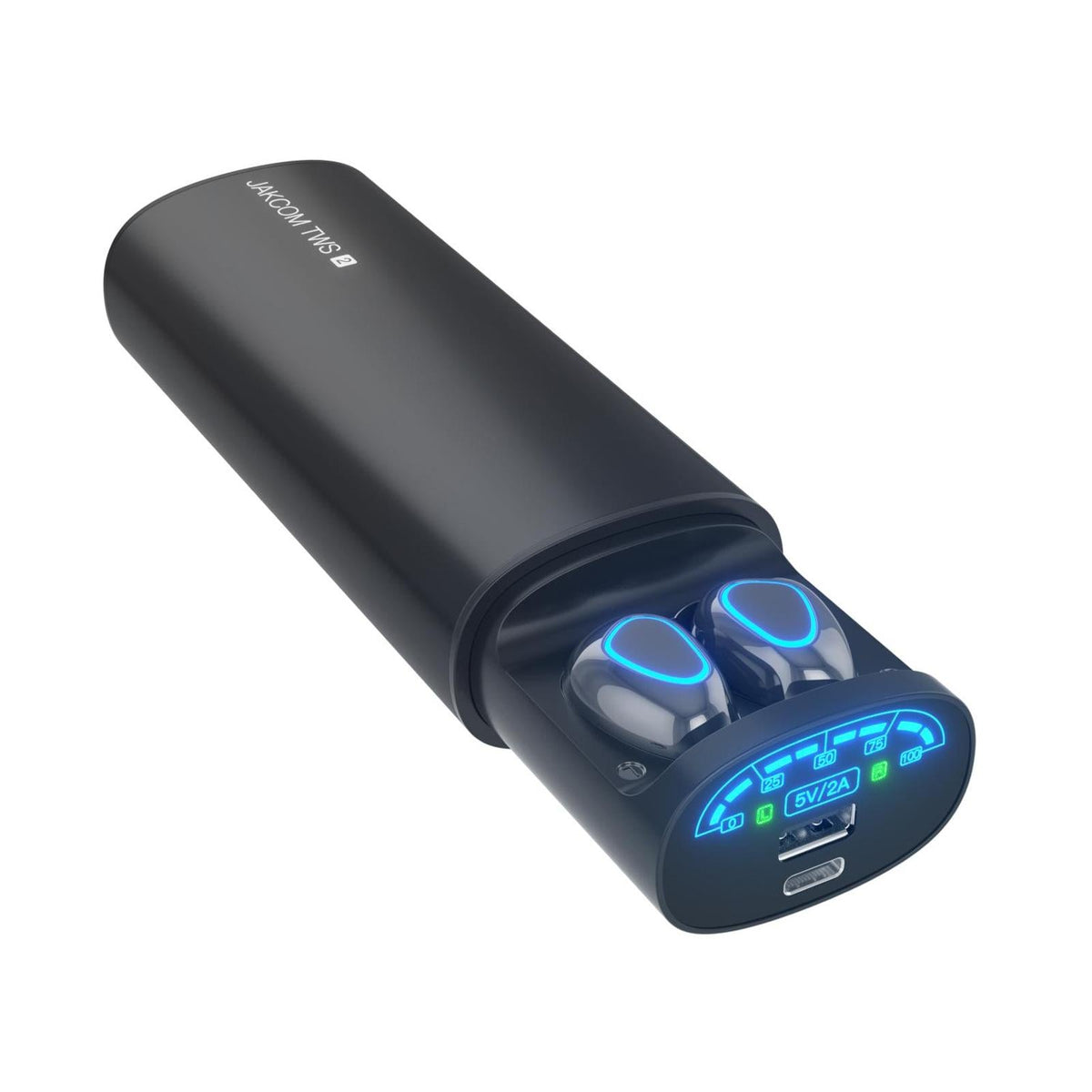 2-in-1 True Wireless Earbuds with Bluetooth 5.0 and Power Bank - Black