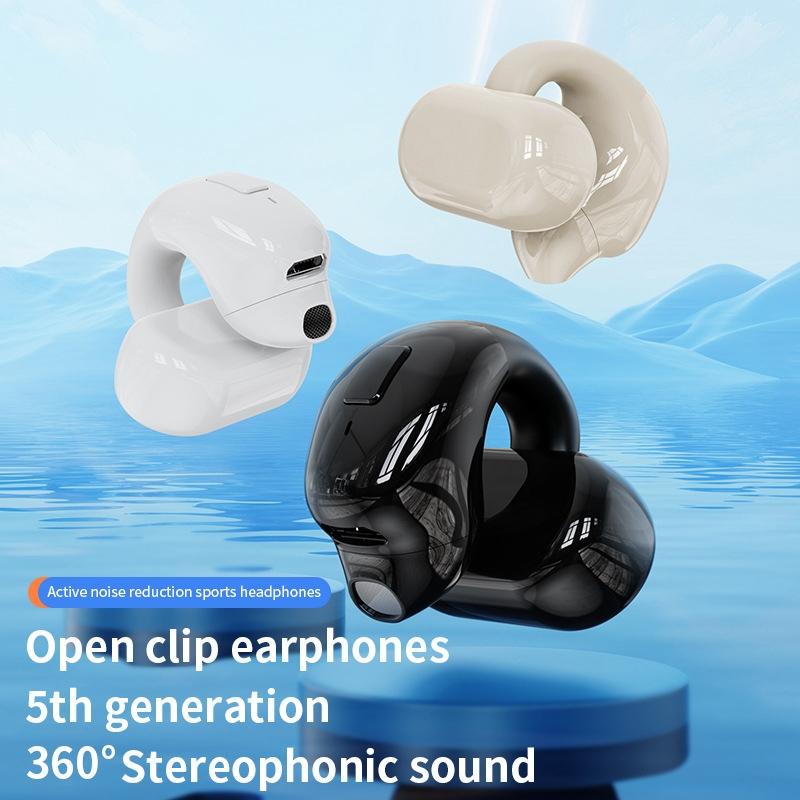 Wireless Clip-on Bluetooth Earphone for Sports and Gaming - Black