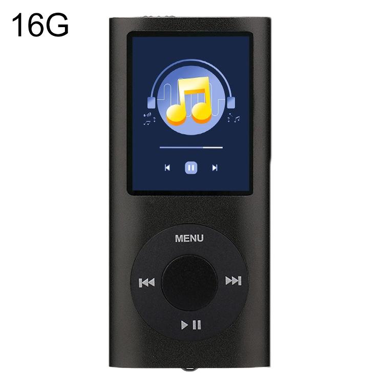 1.8 Inch Metal Mp4 Player + 16G Tf Card + Earphone + Cable - Black - With 16G Tf Card+Earphone+Cable