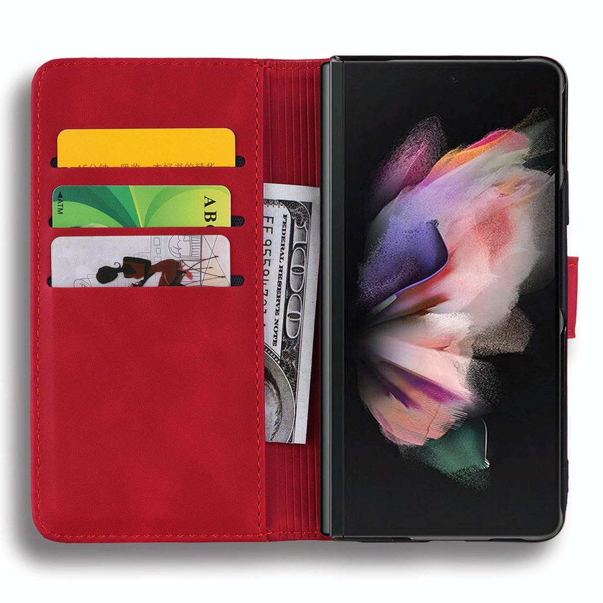 For Samsung Galaxy Z Fold4 5G Dual Fold Mandala Leather Case - Embossed Design - Brown