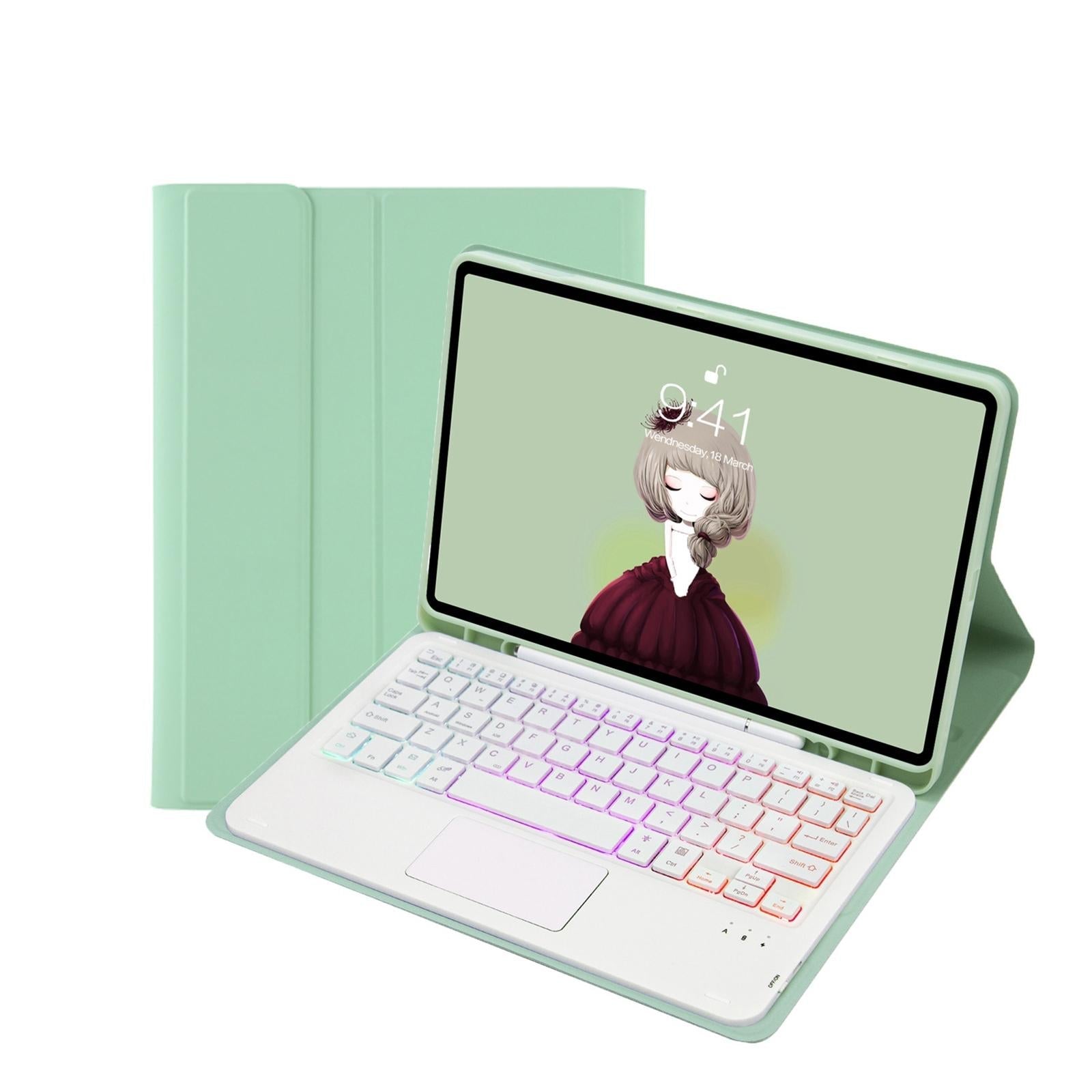 Bluetooth Keyboard Leather Tablet Case For Ipad 10.2 / 10.5 / Air 2019 With Touch Pad & Backlight - Sky Blue