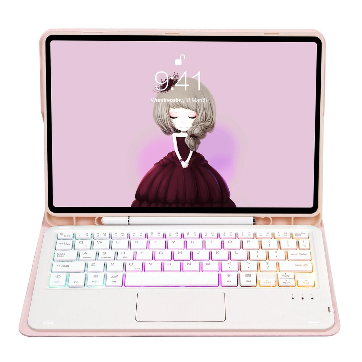 Bluetooth Keyboard Leather Tablet Case For Ipad 10.2 / 10.5 / Air 2019 With Touch Pad & Backlight - Sky Blue