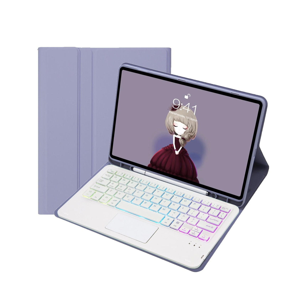 Bluetooth Keyboard Leather Tablet Case For Ipad 10.2 / 10.5 / Air 2019 With Touch Pad & Backlight - Sky Blue