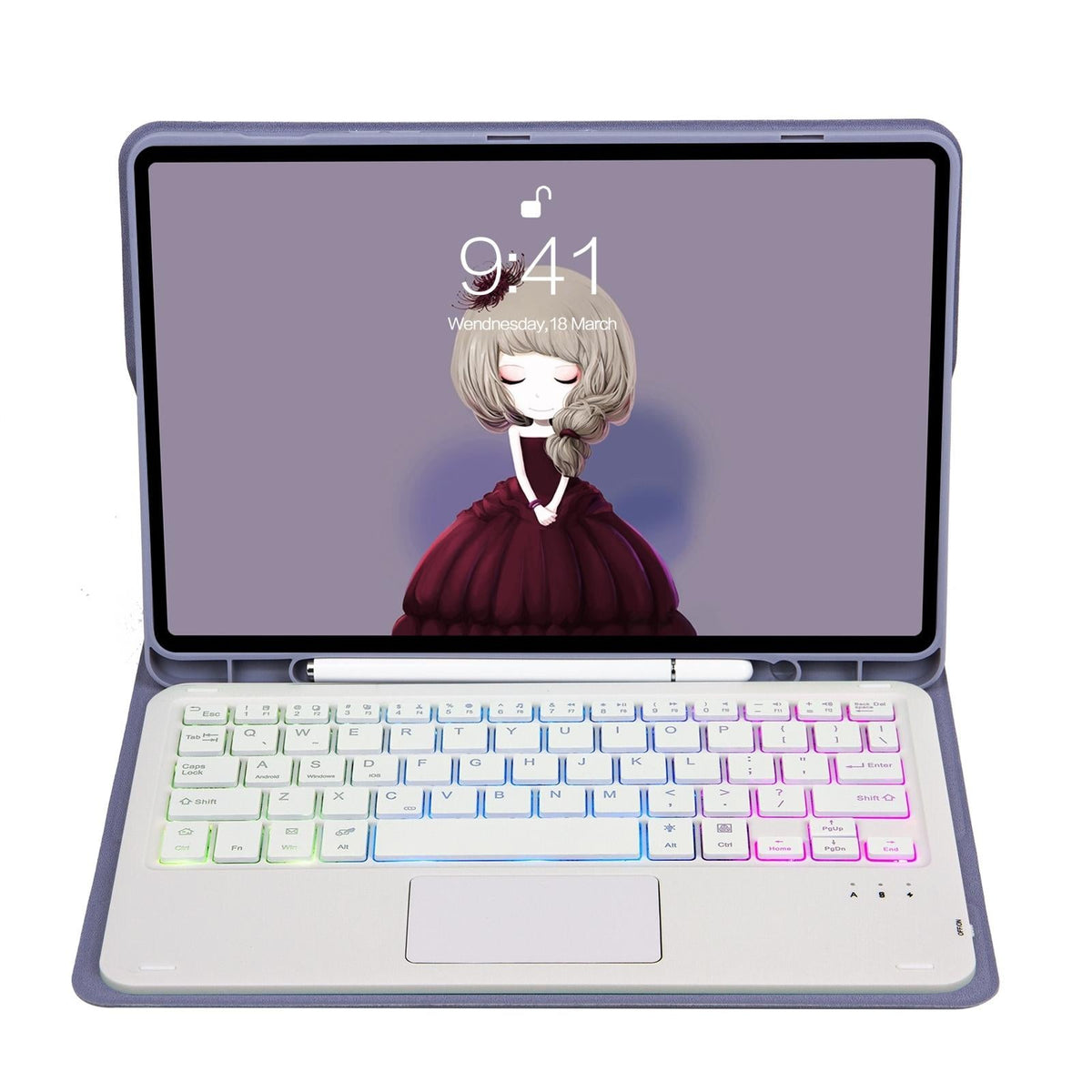 Bluetooth Keyboard Leather Tablet Case For Ipad 10.2 / 10.5 / Air 2019 With Touch Pad & Backlight - Sky Blue