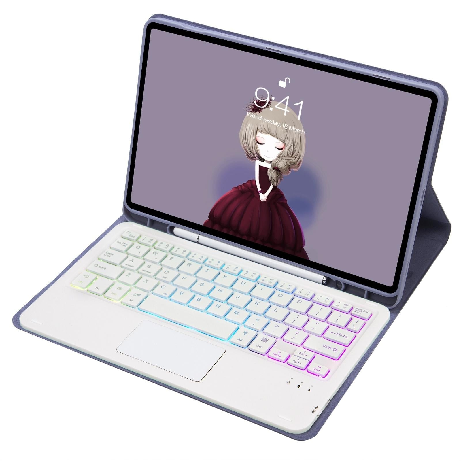 Bluetooth Keyboard Leather Tablet Case For Ipad 10.2 / 10.5 / Air 2019 With Touch Pad & Backlight - Sky Blue