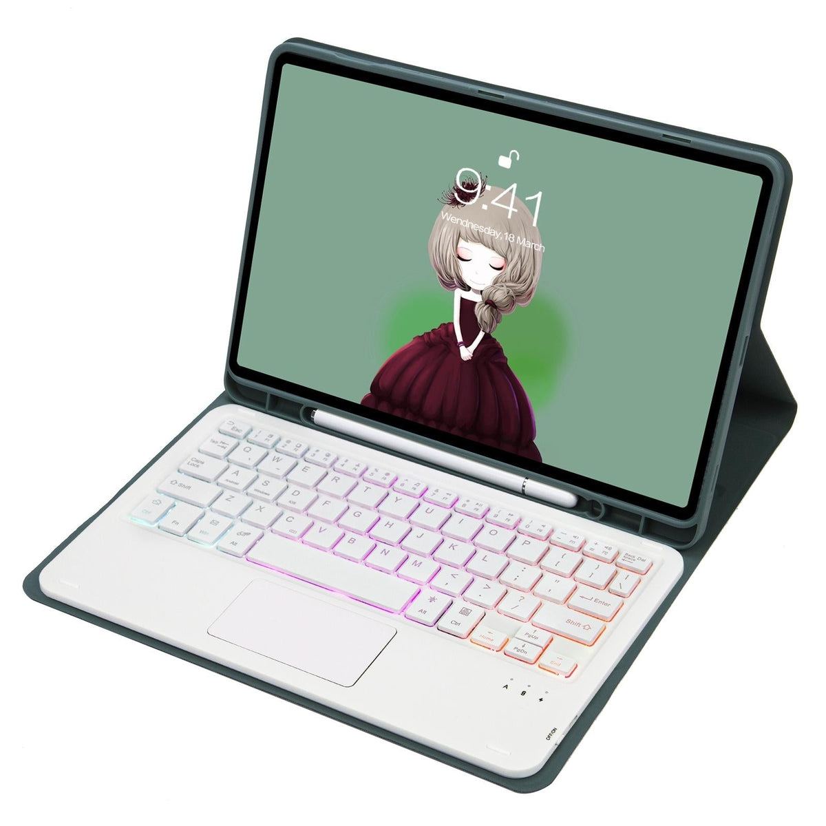 Bluetooth Keyboard Leather Tablet Case For Ipad 10.2 / 10.5 / Air 2019 With Touch Pad & Backlight - Sky Blue