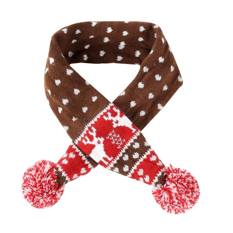 Christmas Pet Scarf Autumn And Winter Warm Elk Christmas Dog Scarf - Size M Brown